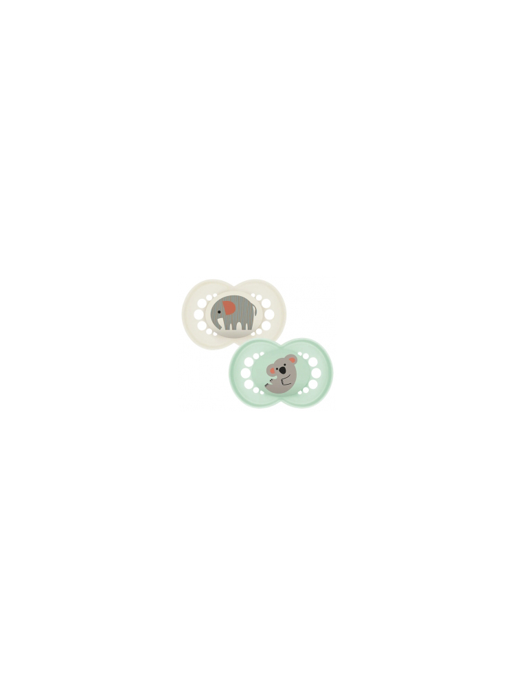 MAM Sucette Original Animaux - 18+ Mois - Silicone - X2 - Modèle : Éléphant et Koala